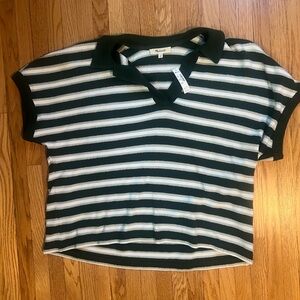 Madewell Relaxed V-Neck Polo Shirt in Summit Green New With Tags Size S